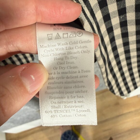 Everlane Oversized Gingham Blazer Plaid Biege Business Office Tencel Cotton 2 - Picture 6 of 11